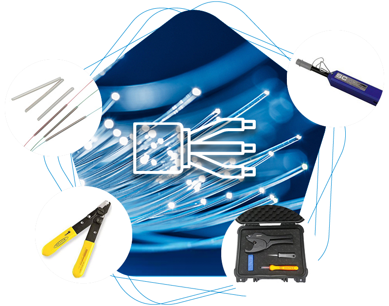 Glasfaser-Zubehör - Spleißschutz, Spleiszubehör, Steckerreinigungsgerät, Werkzeugkoffer