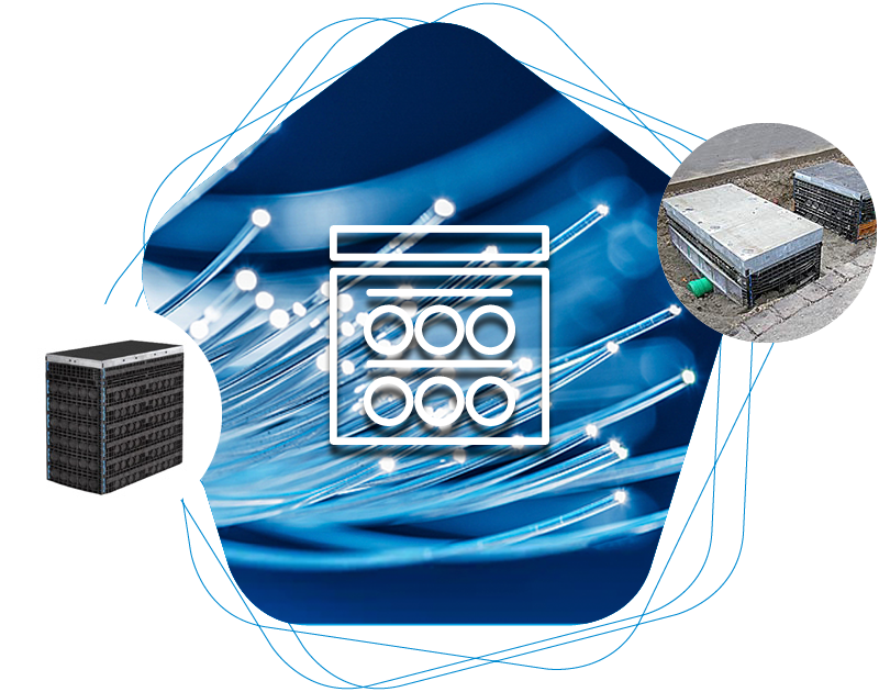 Glasfaser - Kabelschacht, Kabelschacht mit Gußeisen-Deckel