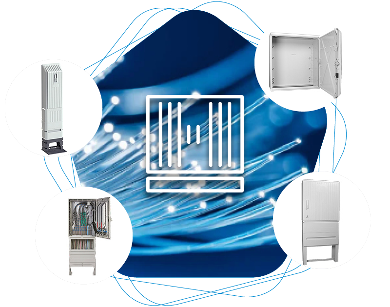Glasfaser - Verteilerkästen, Netzverteiler, Verteilerkasten mit Sockel, Standsäule