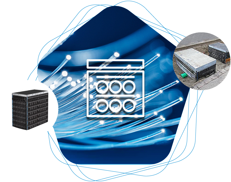 Glasfaser - Kabelschacht, Kabelschacht mit Gußeisen-Deckel